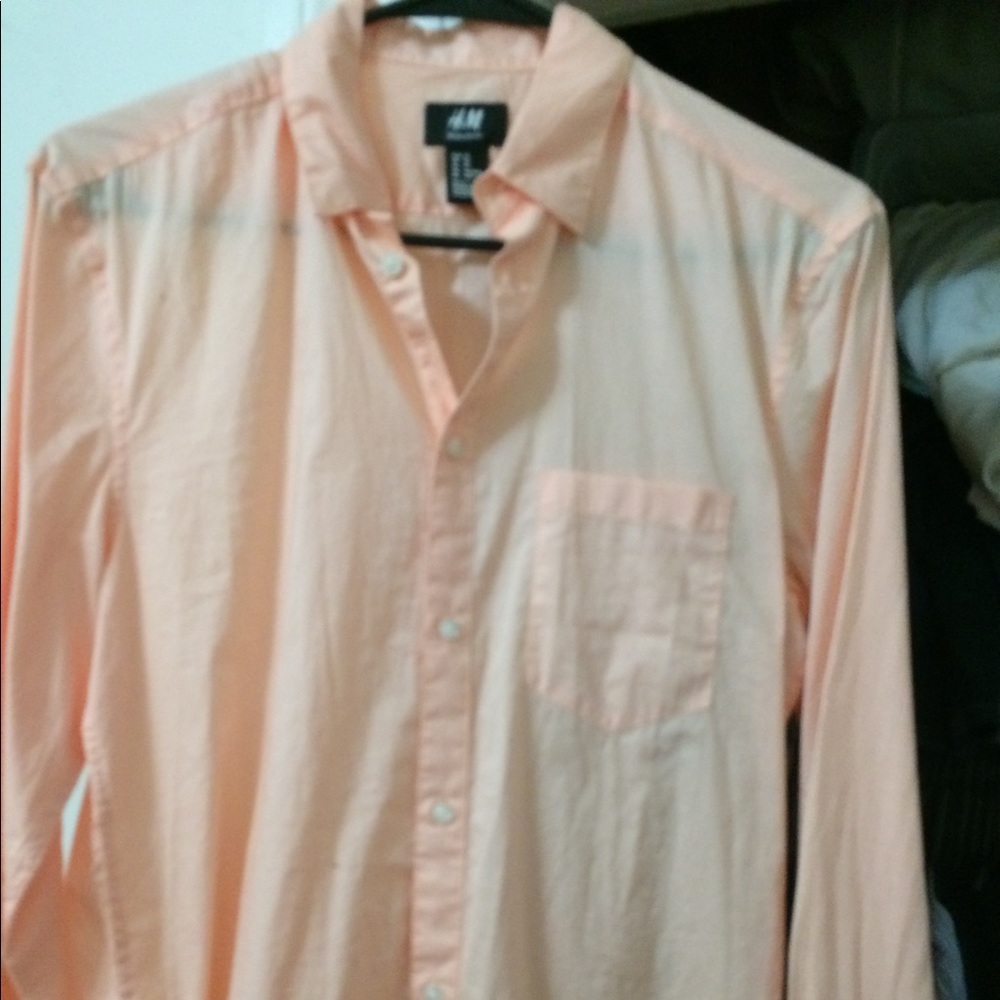 HM Salmon button down long sleeve men XS